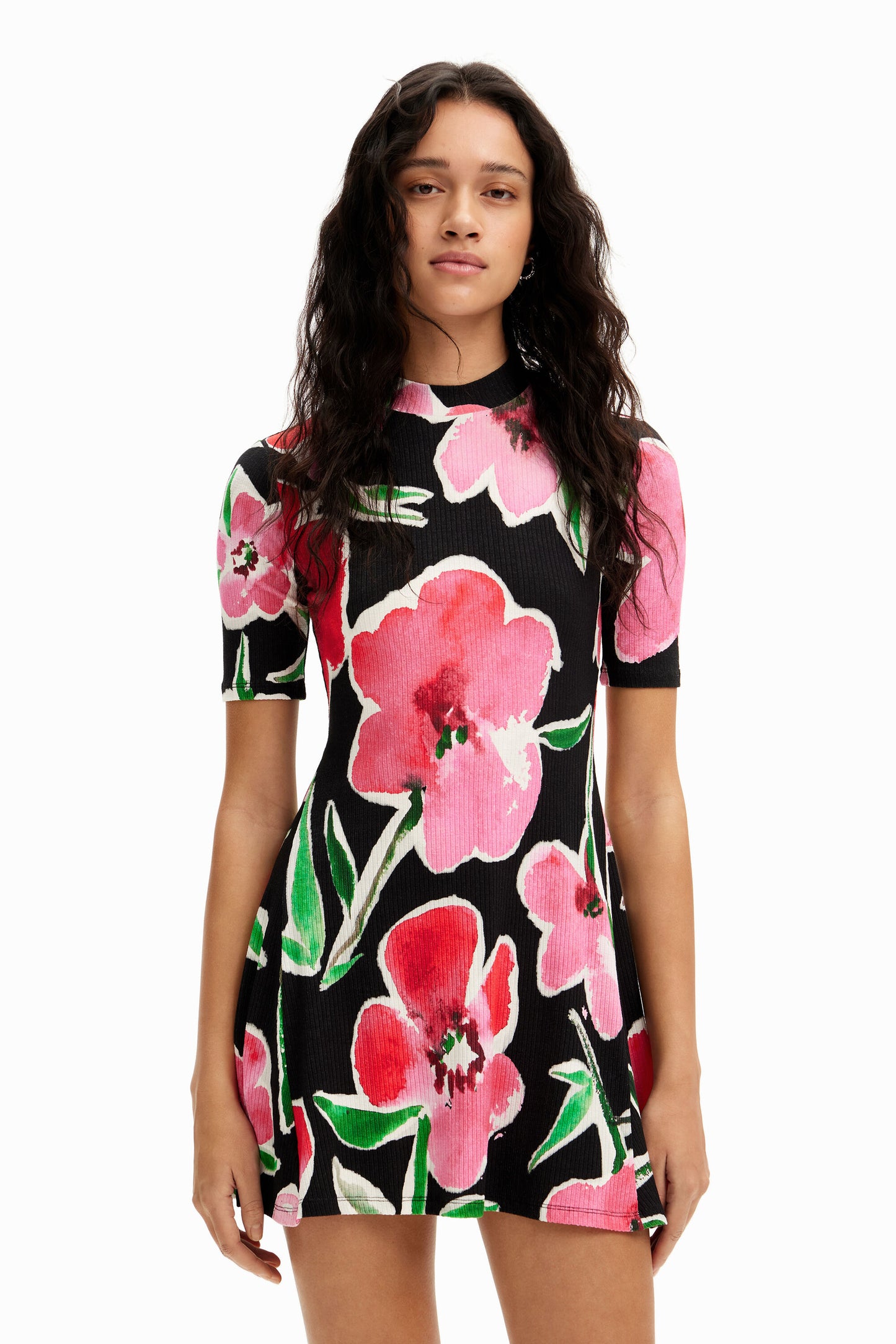Short floral skater dress
