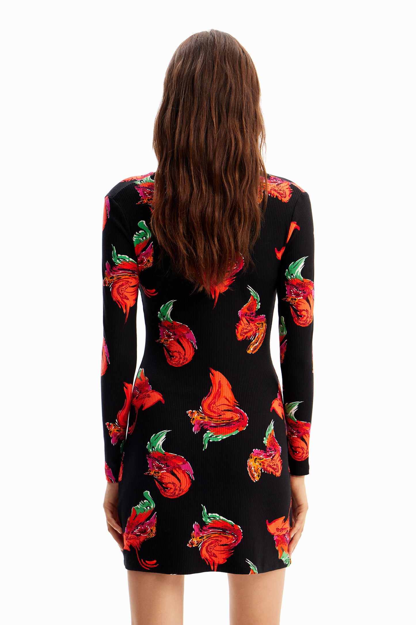 Ribbed floral mini dress
