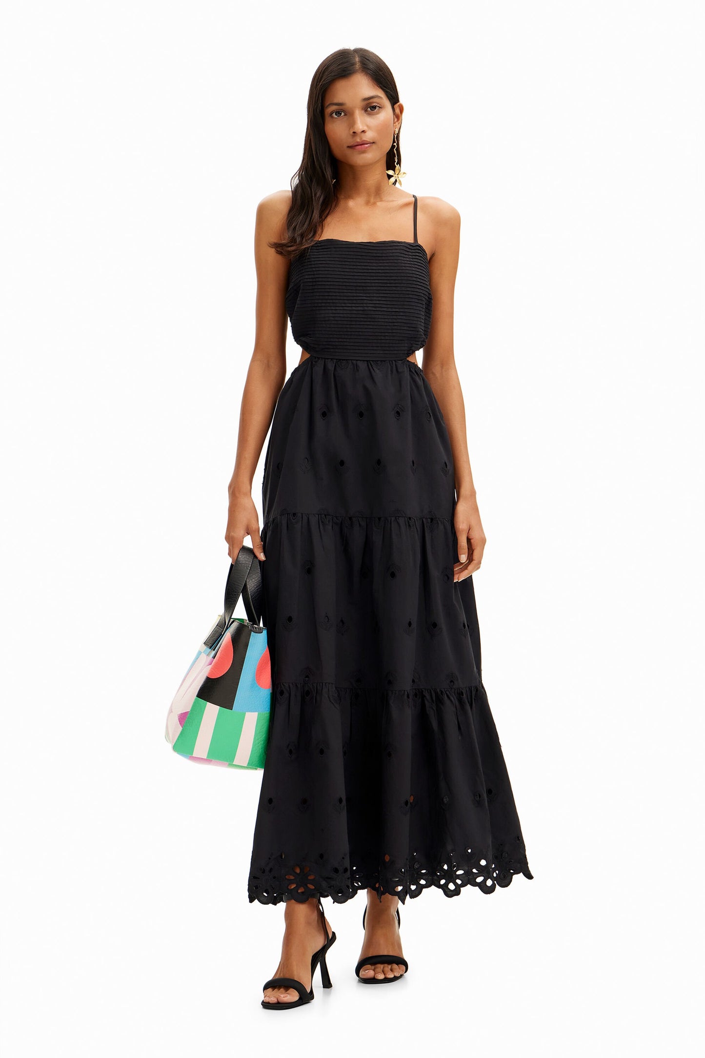 Long embroidered cut-out dress