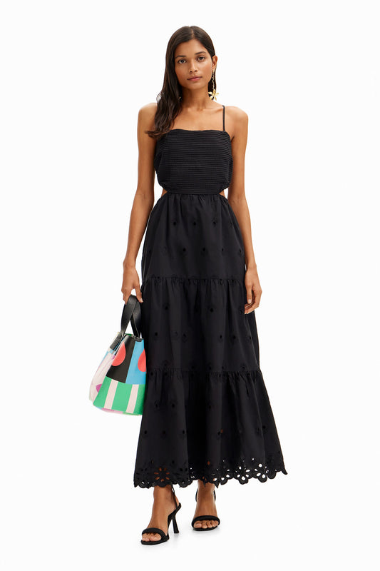 Long embroidered cut-out dress