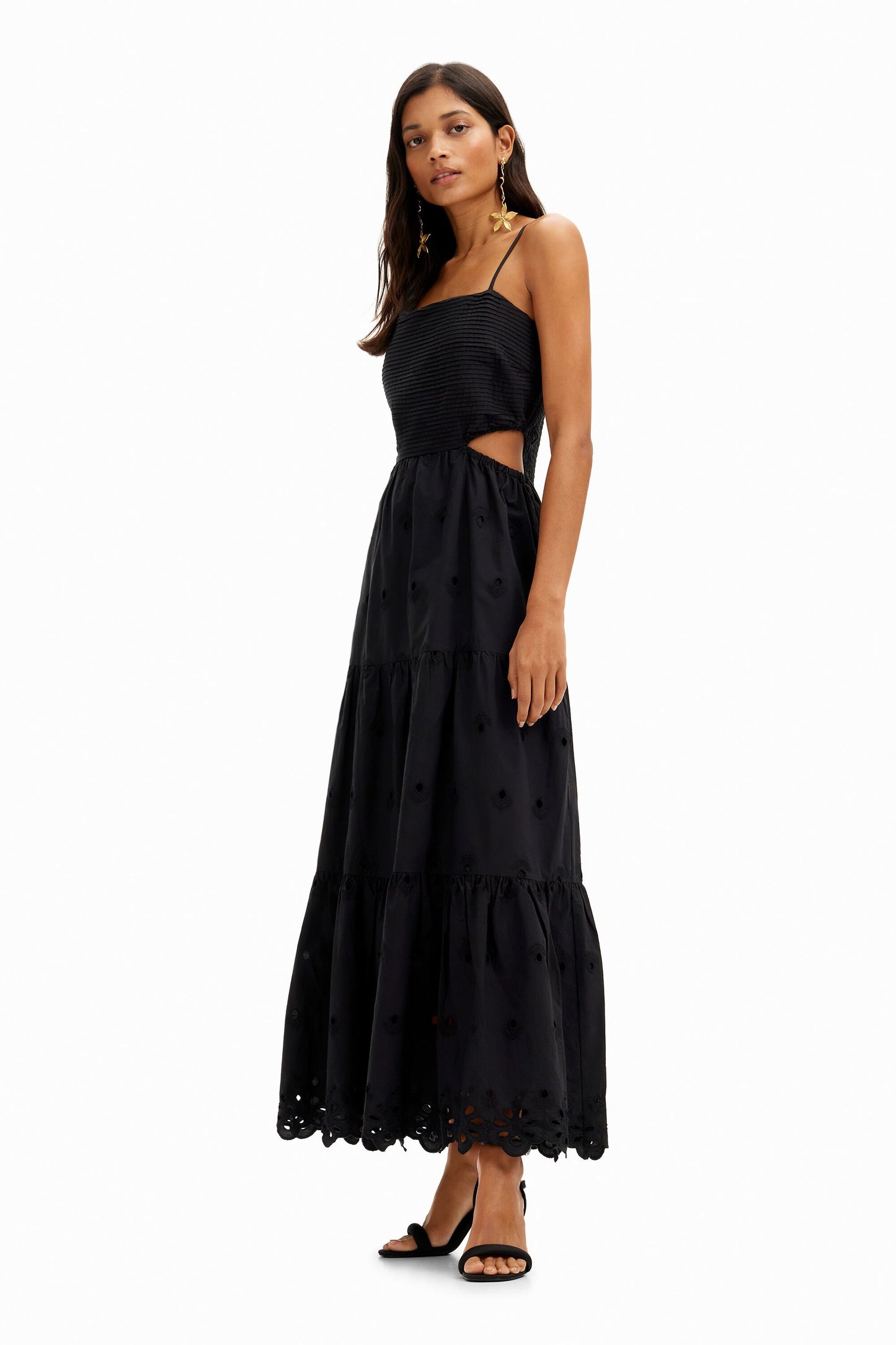 Long embroidered cut-out dress