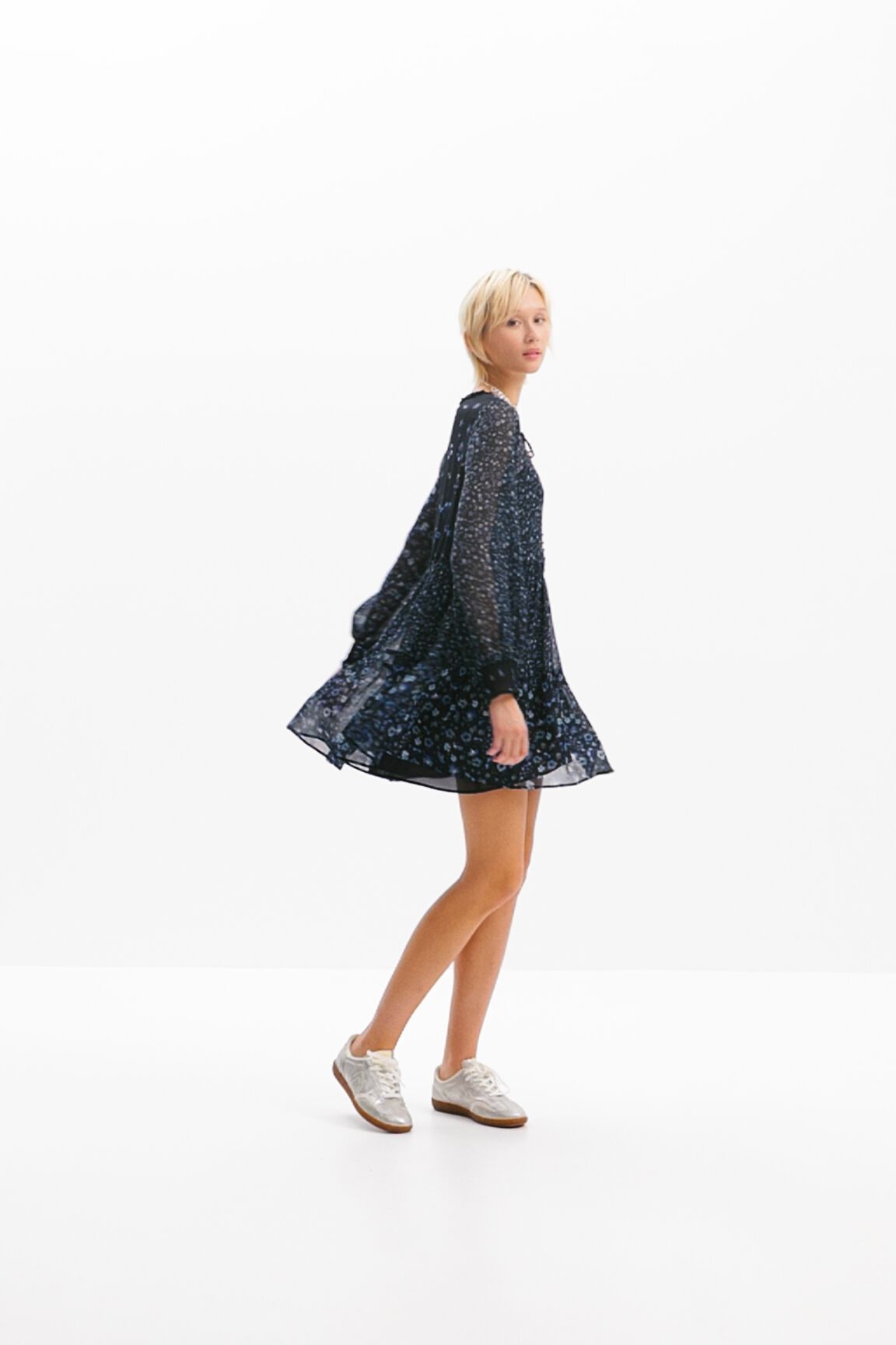 Short floral chiffon dress