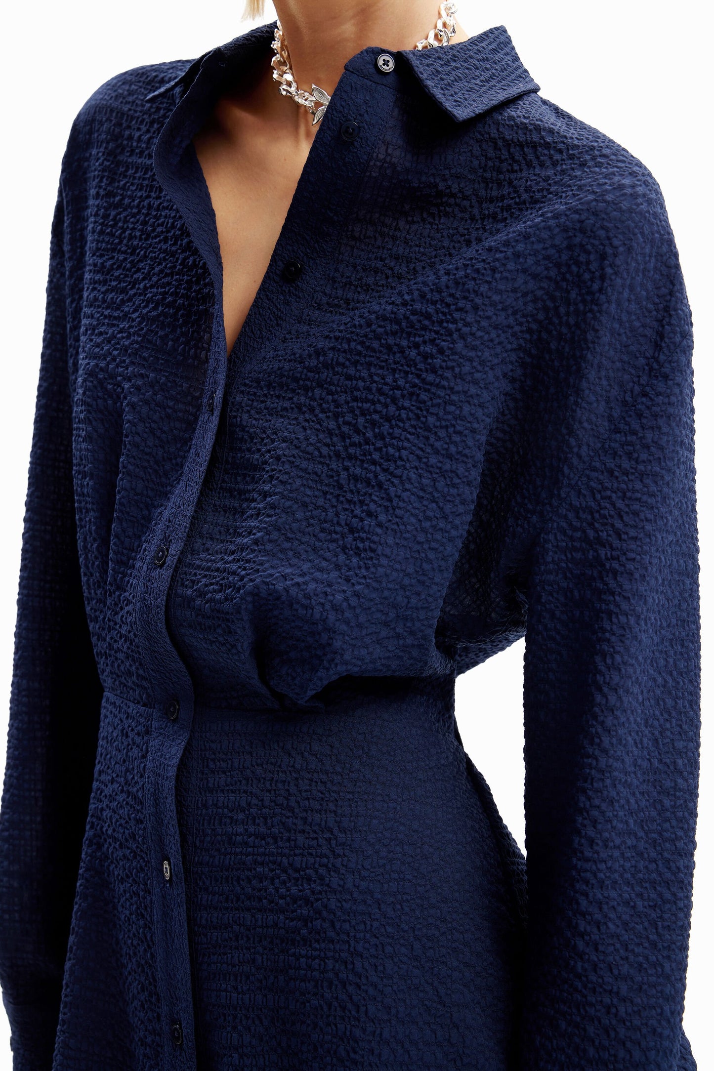 Short textured shirt dress
