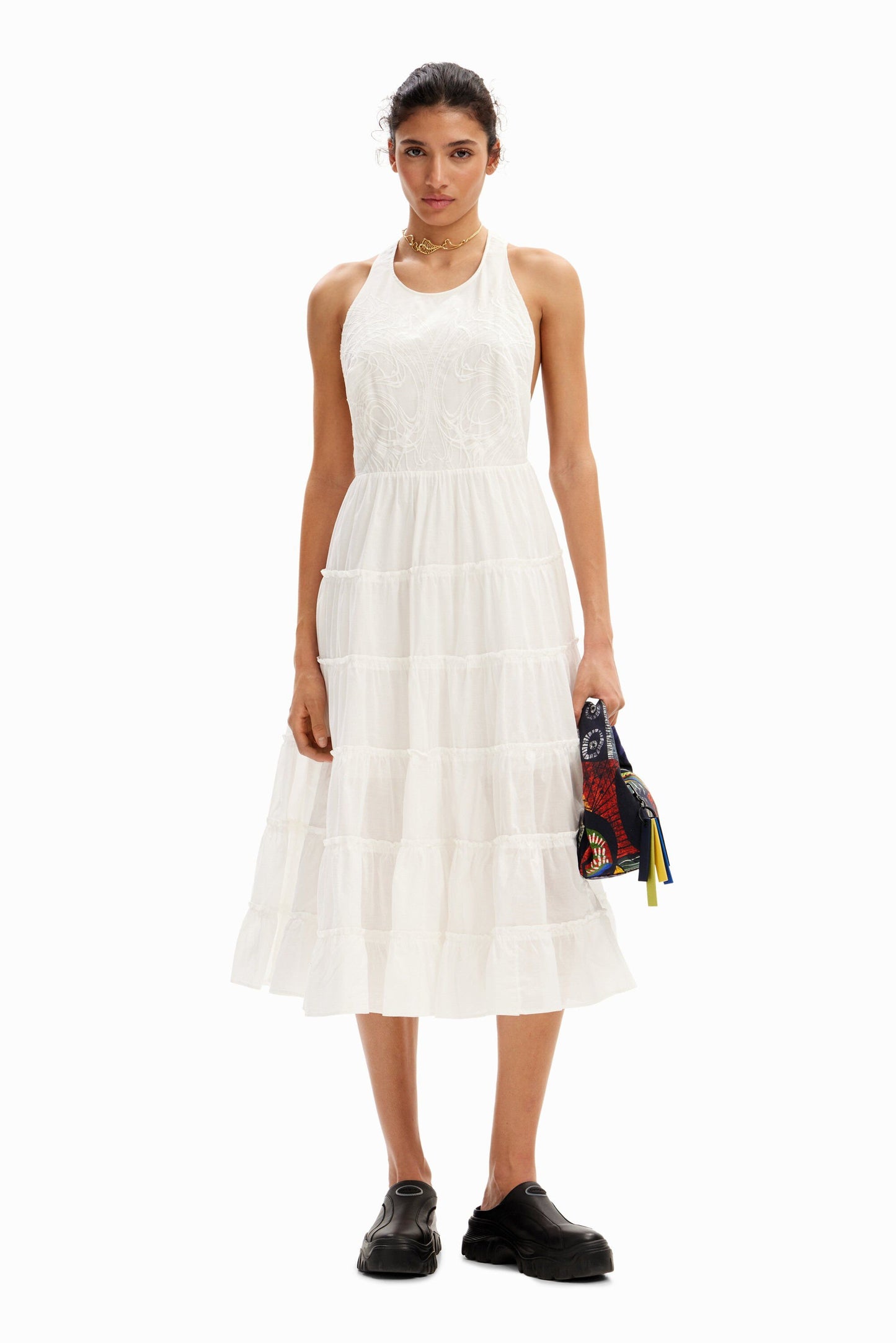 Plunging midi dress
