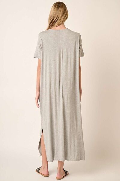 Mittoshop Rundhals-Kurzarmkleid mit Seitenschlitz