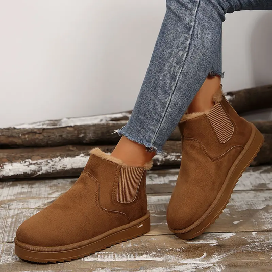 🔥 Heute bestellen & 49% RABATT erhalten - Bequeme, runde, flauschig gefütterte Slip-On Knöchel-Winterstiefel
