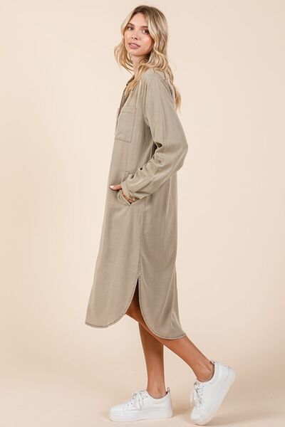 Mittoshop Hemdkleid mit langen Ärmeln und Knopfleiste