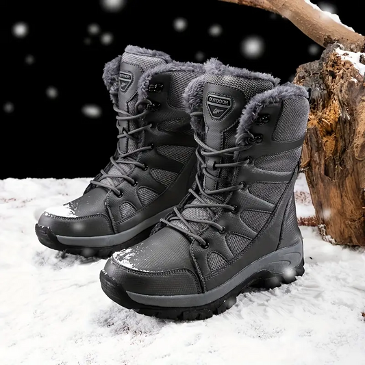 Herren-Schneestiefel, wadenhoch, Thermo-Winterschuhe, winddichte Wanderstiefel mit flauschigem Futter