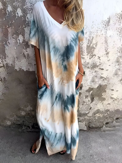 Tie-Dye-Kurzkleid mit Taschen in voller Größe