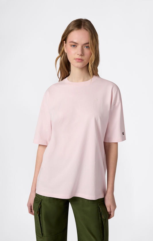 Damen oversized, leichtes T-Shirt mit kurzen Ärmeln und Icons