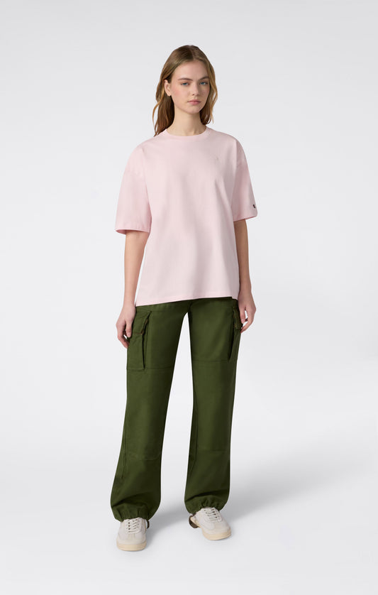 Damen oversized, leichtes T-Shirt mit kurzen Ärmeln und Icons