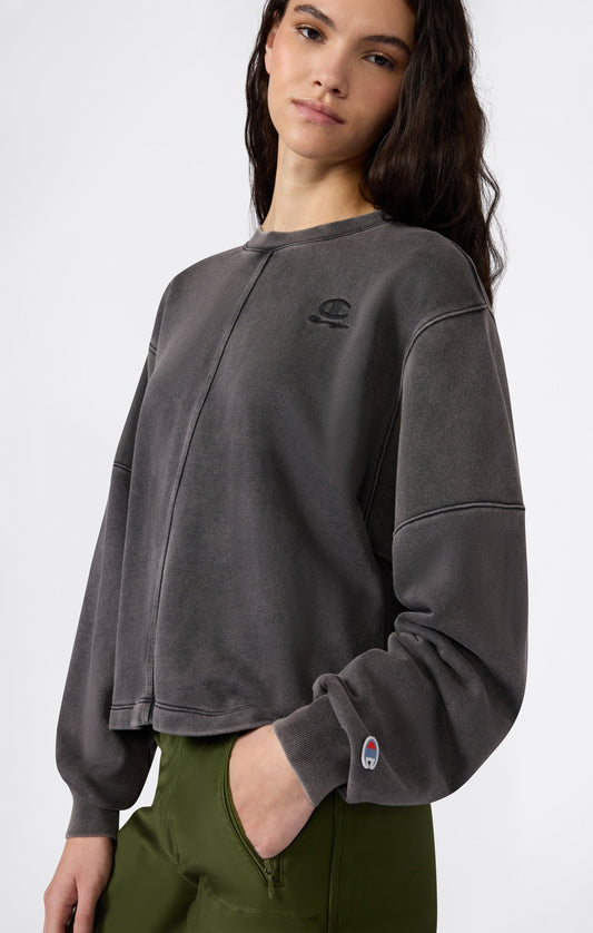Women's Washed Effect Crewneck Sweatshirt Icons