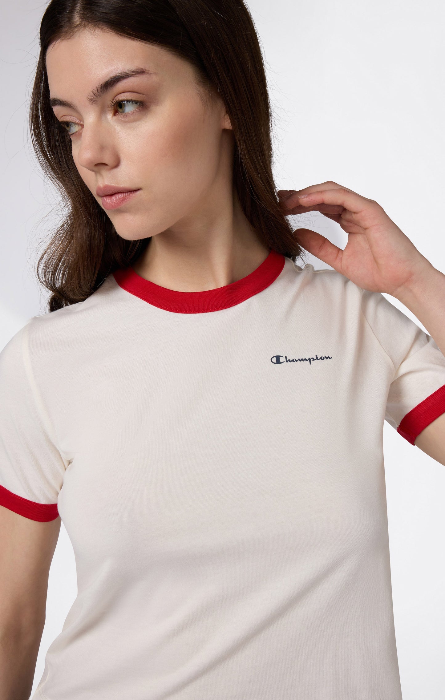 Kurzes Damen-Ringer-T-Shirt mit Grafikprint