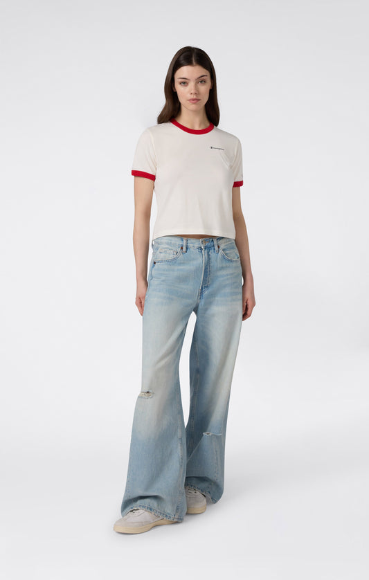 Women's Cropped Ringer T-Shirt with Graphic