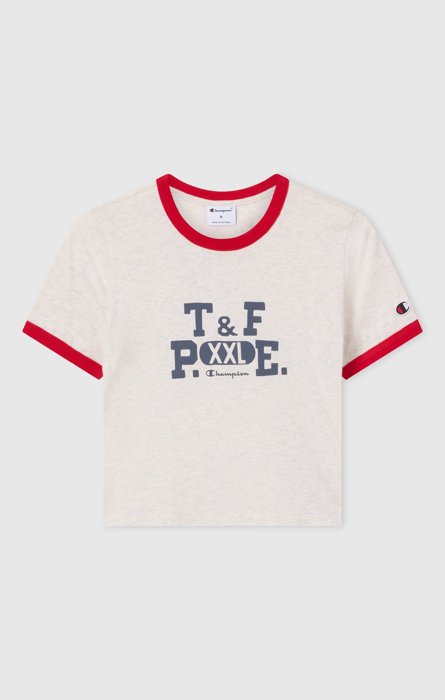 Kurzes Damen-Ringer-T-Shirt mit Grafikprint