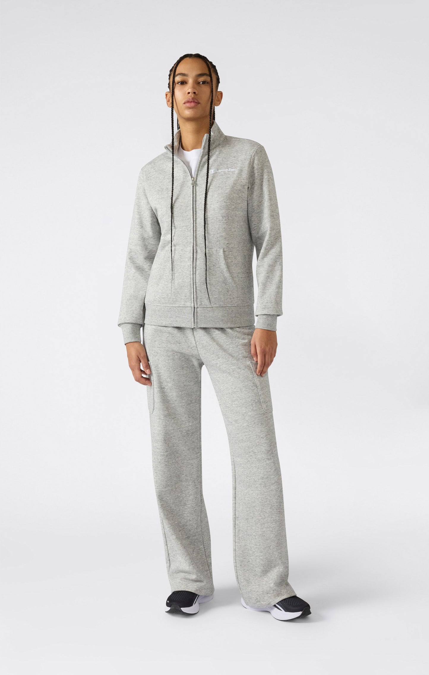 Women's Lightweight Full Zip Sweatshirt with Contrast Logo Icons