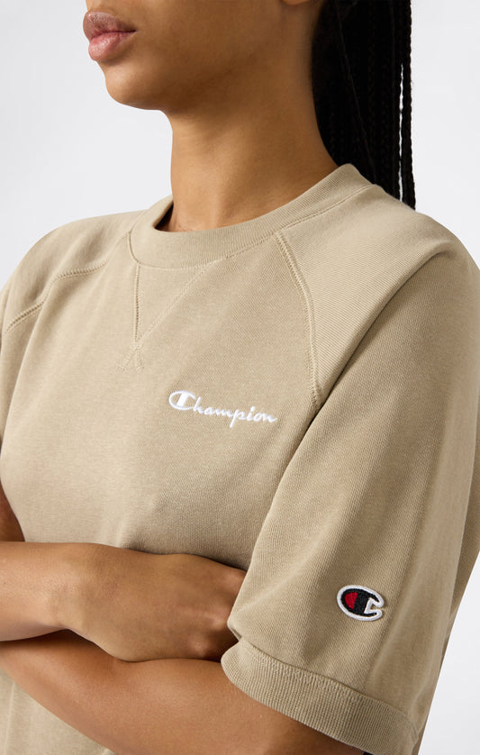 Damen leichtes kurzärmeliges Rundhals-Sweatshirt mit Icons
