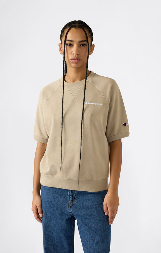 Damen leichtes kurzärmeliges Rundhals-Sweatshirt mit Icons