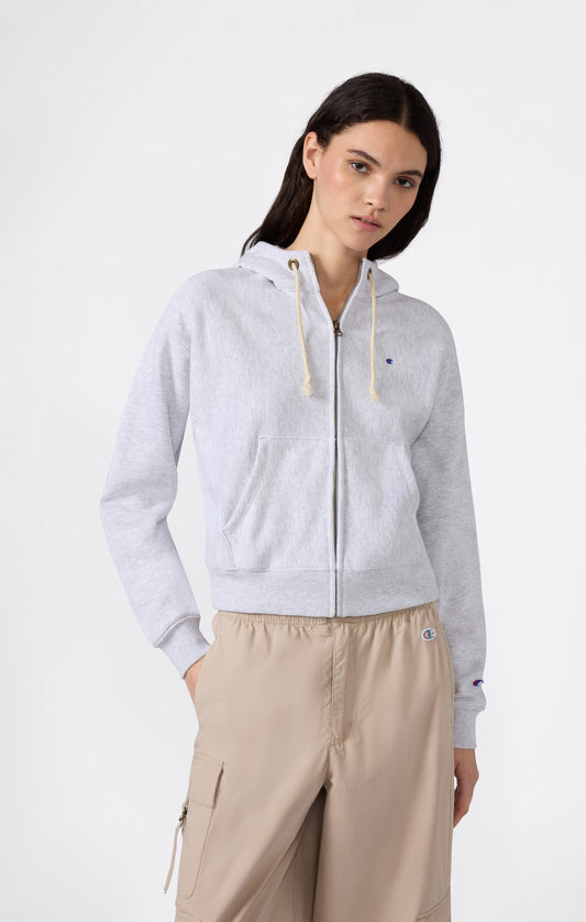 Leichter Damen-Kapuzenpullover mit Reißverschluss (Reverse Weave)