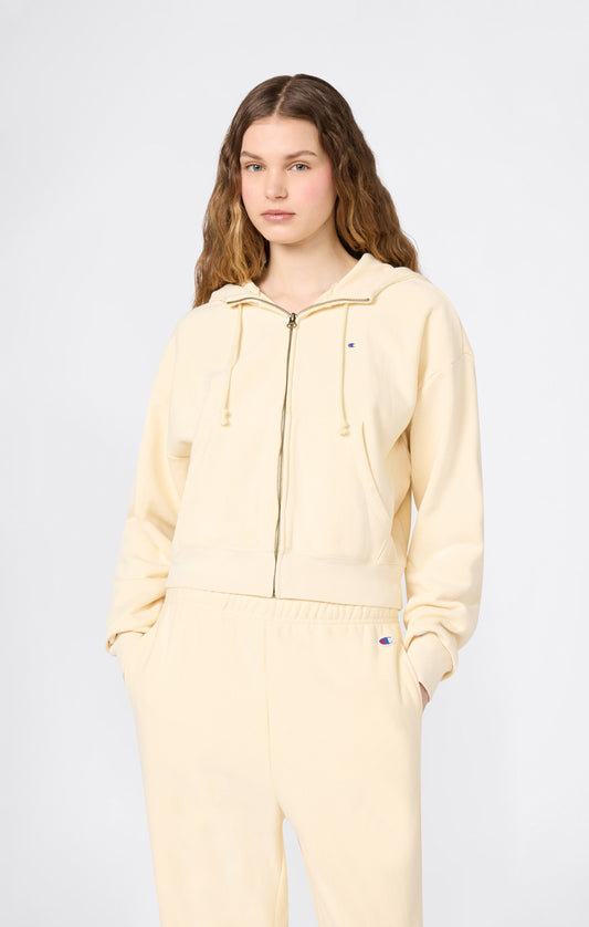 Leichter Damen-Kapuzenpullover mit Reißverschluss (Reverse Weave)