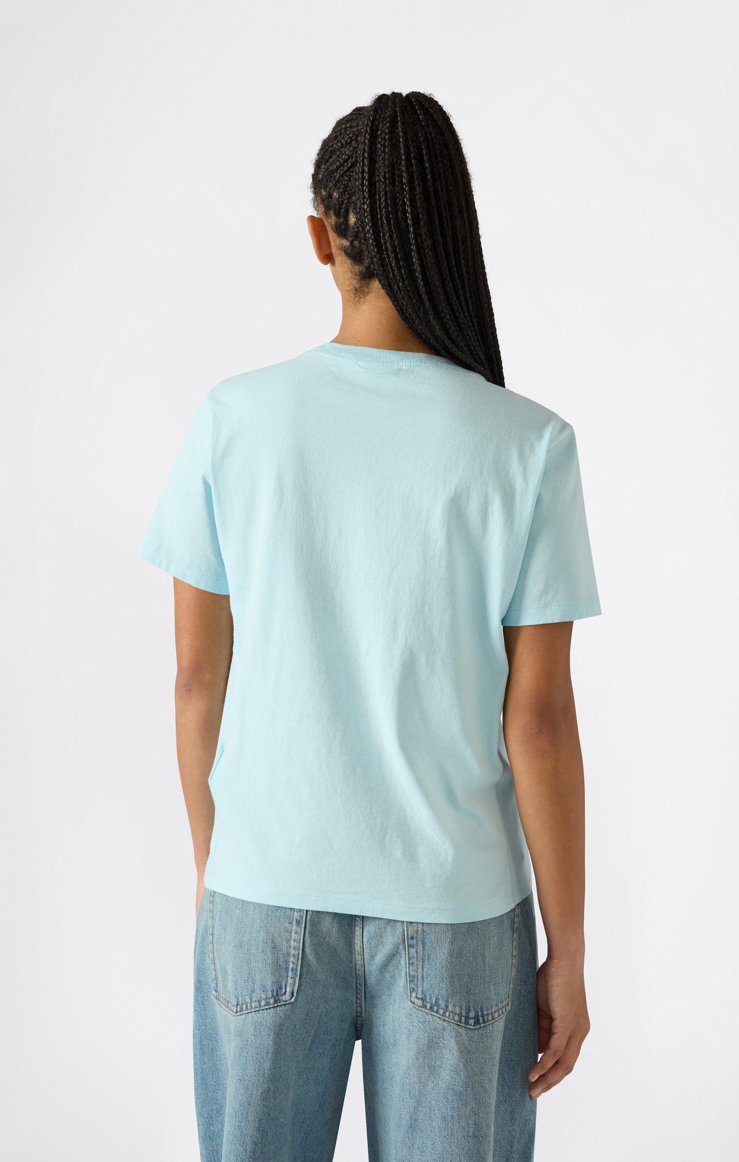 Women's Reverse Weave Crewneck T-Shirt with Embroidered Logo