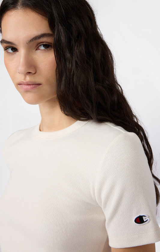 Damen Stretch-Rippstrick-T-Shirt