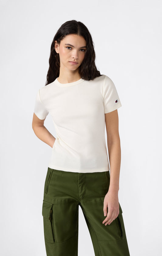 Damen Stretch-Rippstrick-T-Shirt