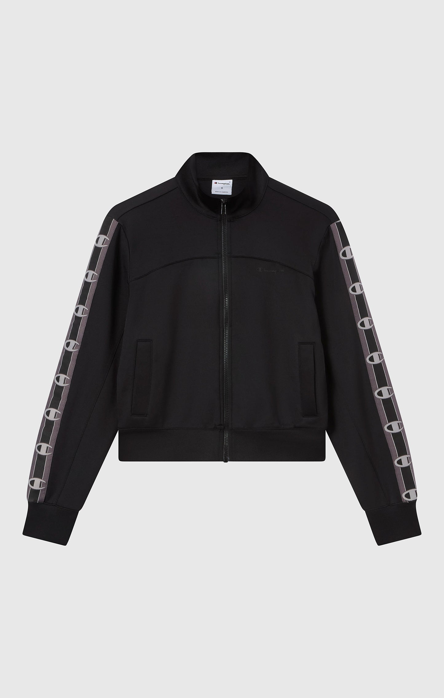 Damen Sweatshirt mit durchgehendem Reißverschluss und Logoband aus Interlock-Gewebe