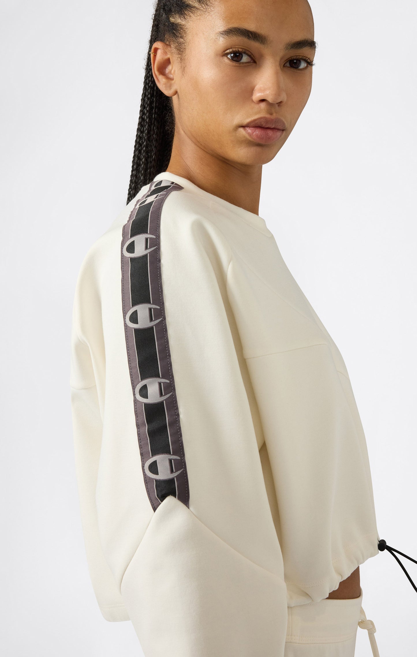 Women's Cropped Interlock Crewneck Sweatshirt with Tape Logo