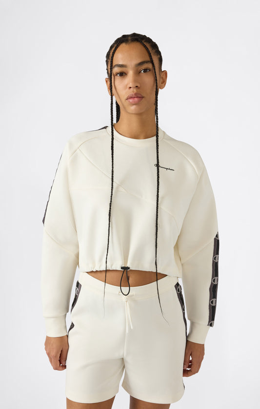 Women's Cropped Interlock Crewneck Sweatshirt with Tape Logo