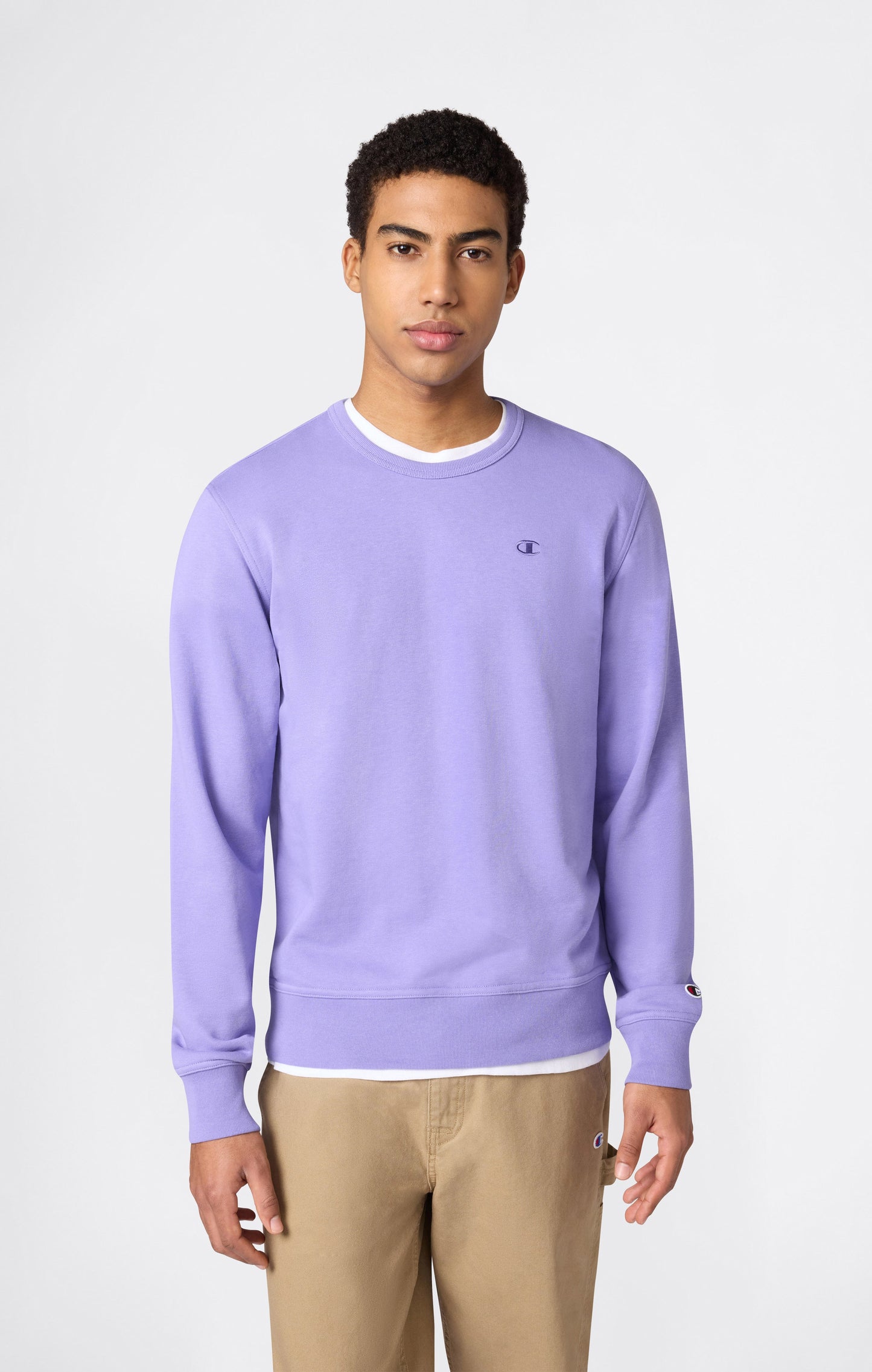 Herren-Sweatshirt aus leichtem Material mit tonaler Logostickerei