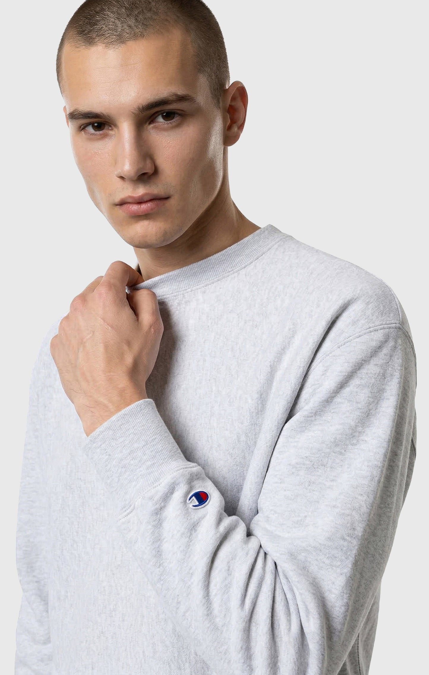 Herren-Rundhalspullover Reverse Weave, leicht