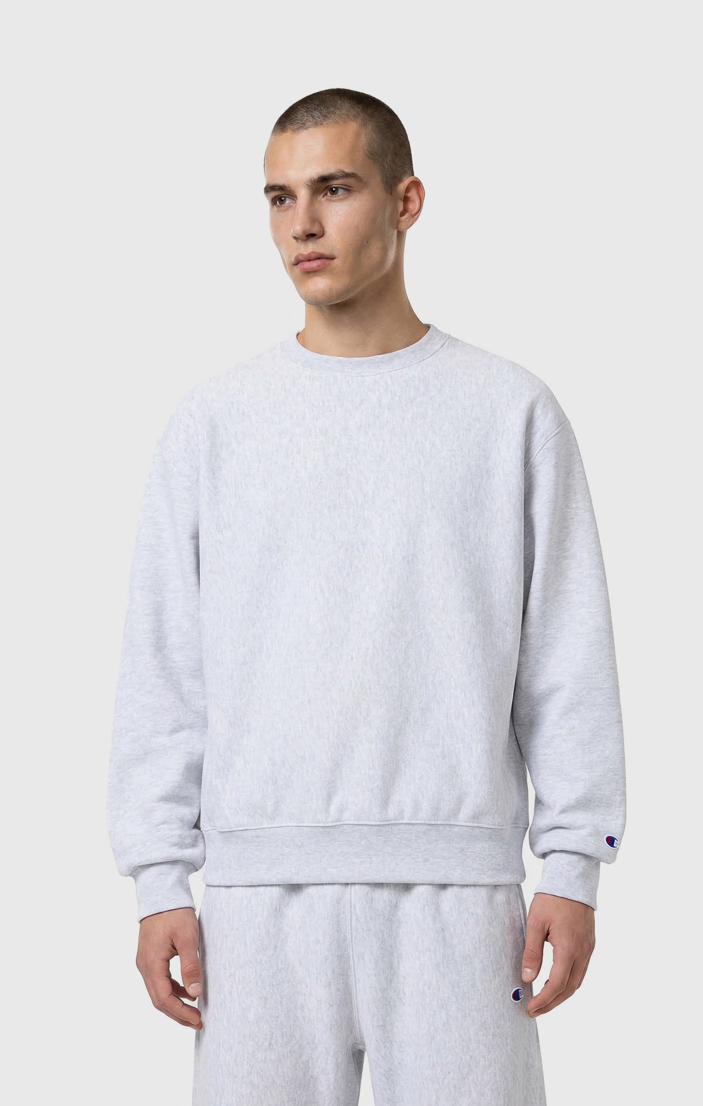 Herren-Rundhalspullover Reverse Weave, leicht