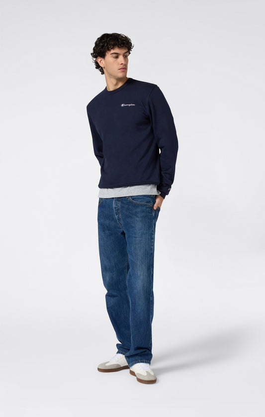 Herren leichtes Rundhals-Sweatshirt mit gestickten Logo-Icons