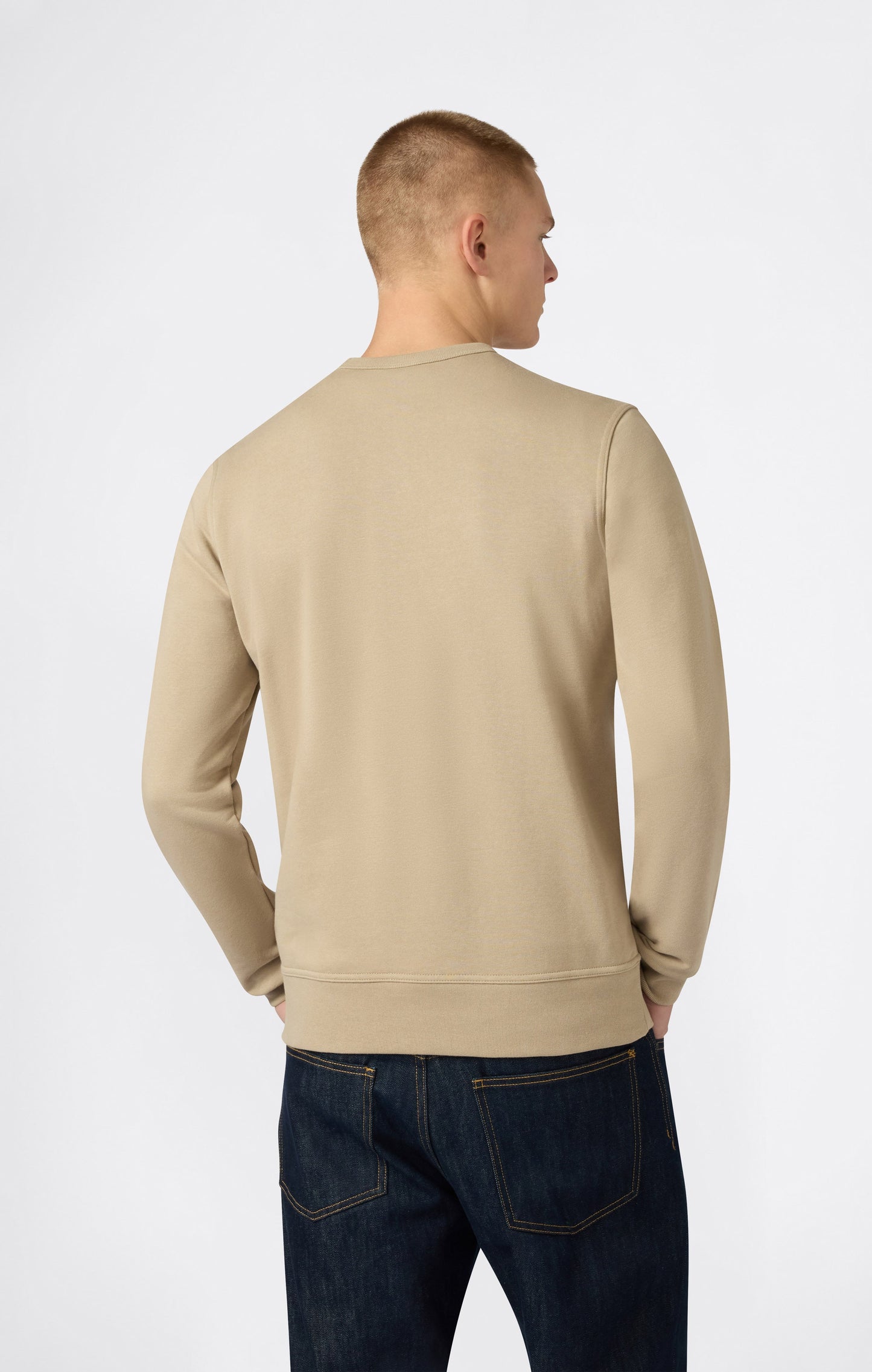 Men's Lightweight Crewneck Sweatshirt with Embroidered Logo Icons