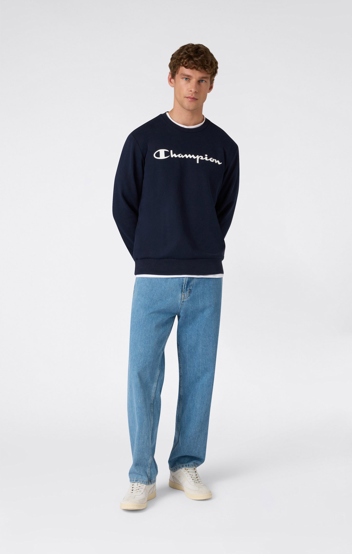 Men's Lightweight Crewneck Sweatshirt with Maxi Printed Logo