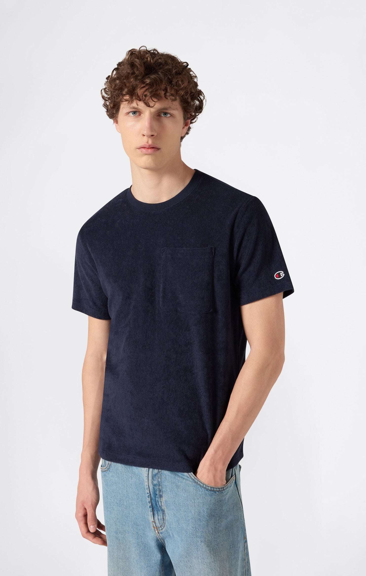 Herren Frottee-T-Shirt mit Tasche
