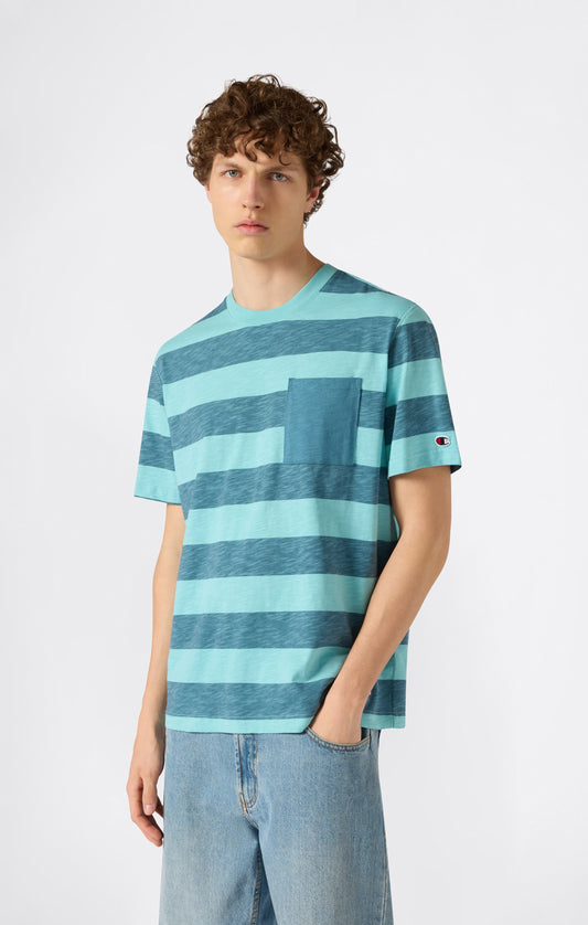 Herren gestreiftes T-Shirt mit Tasche