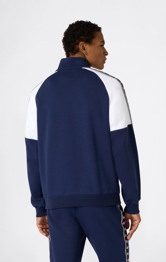 Herren-Interlock-Sweatshirt mit halbem Reißverschluss und Logo-Band