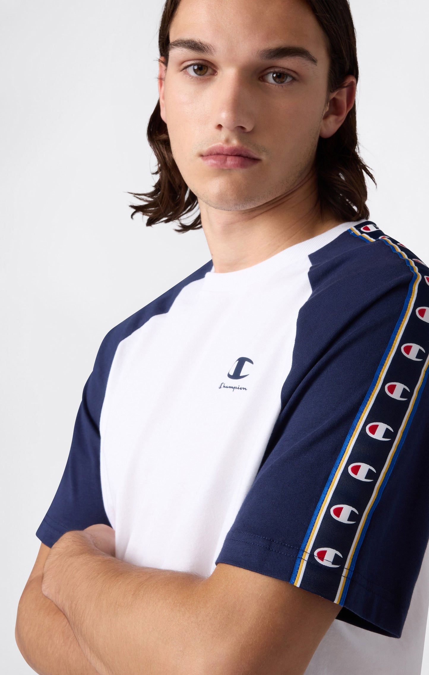 Herren T-Shirt mit Raglanärmeln und Logo-Tape