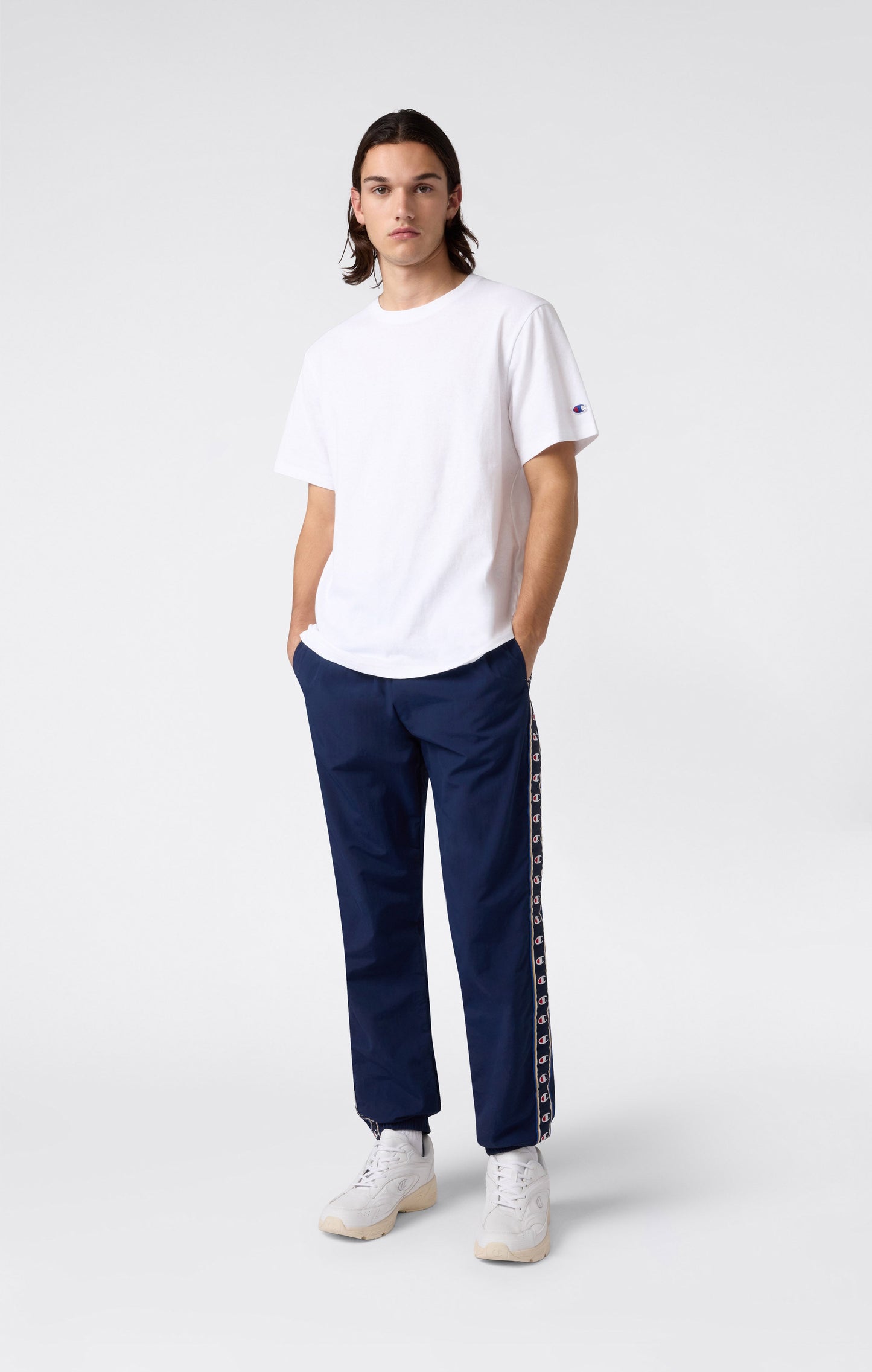 Men's Track Pants with Elastic Cuffs and Tape Logo