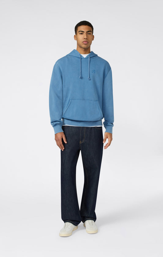 Herren-Kapuzenpullover mit gesticktem Logo und Icons mit Used-Effekt