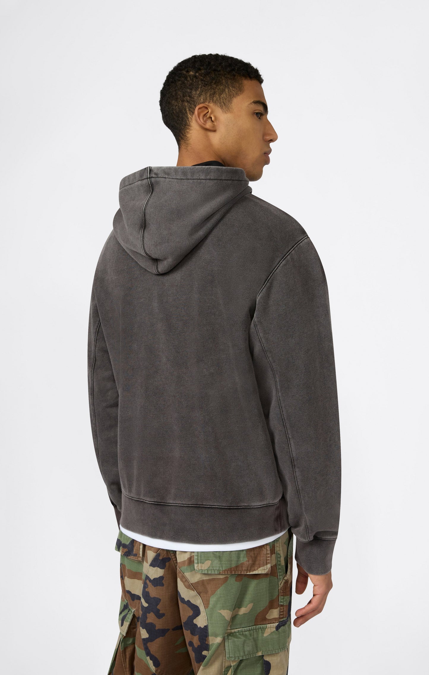Men's Hooded Sweatshirt with Embroidered Logo and Washed Effect Icons