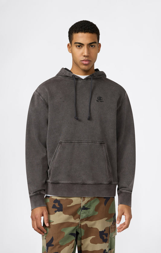 Herren-Kapuzenpullover mit gesticktem Logo und Icons mit Used-Effekt
