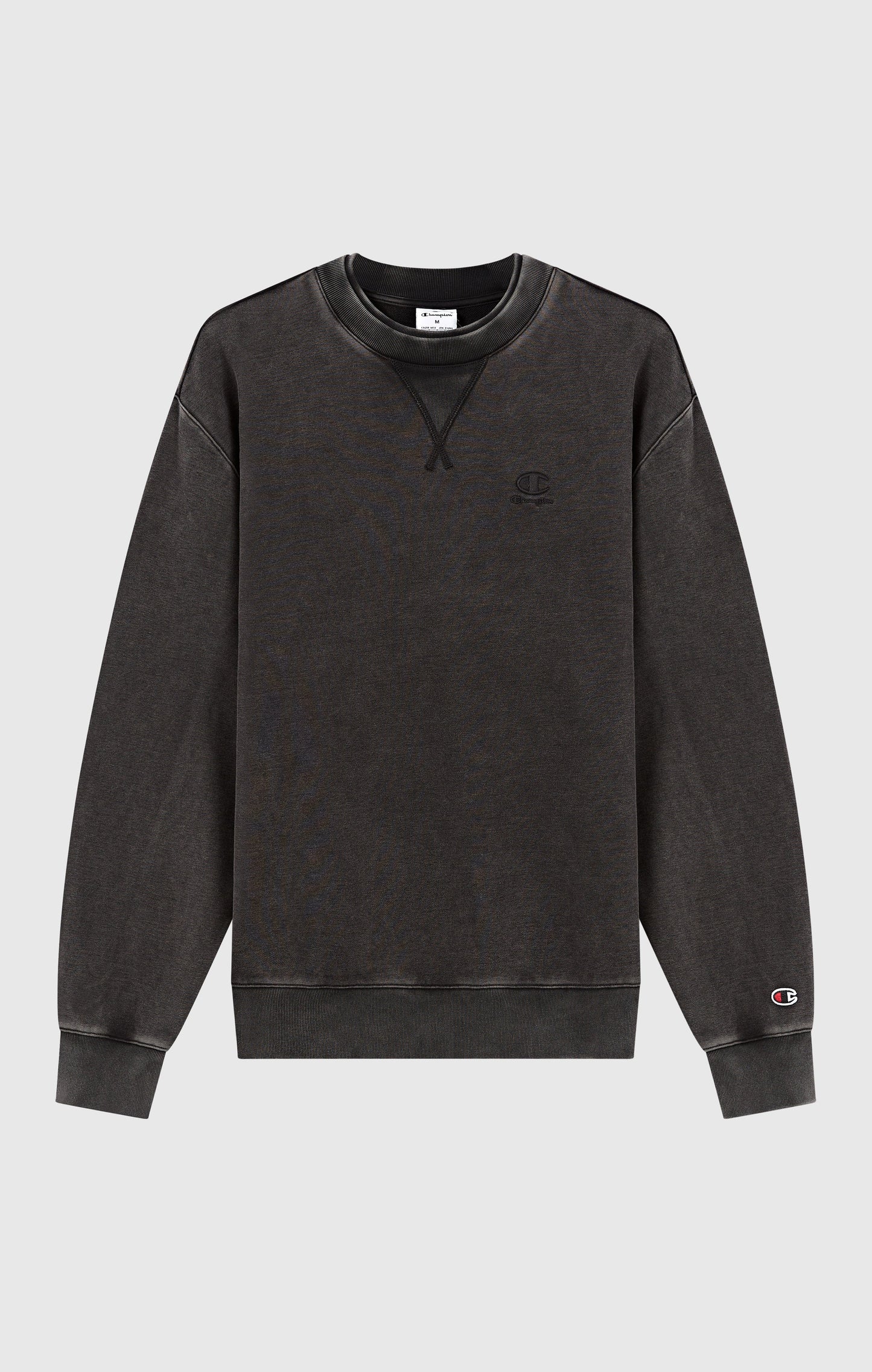 Herren-Sweatshirt mit Rundhalsausschnitt, gesticktem Logo und Icons mit Washed-Effekt