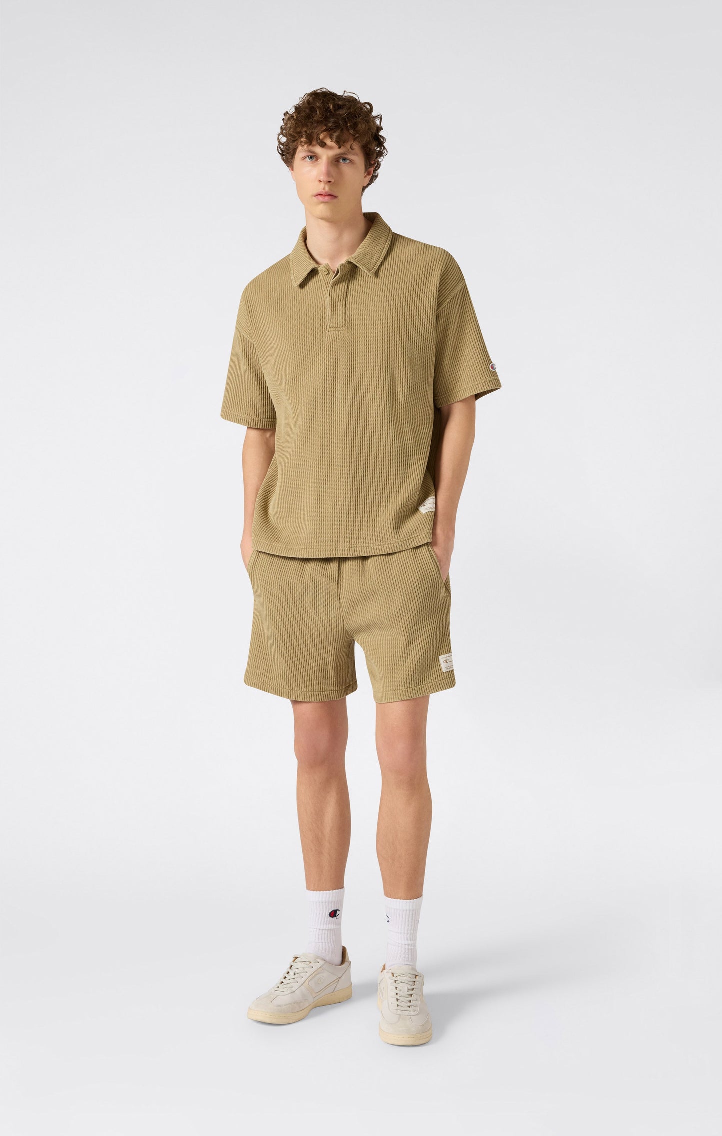 Herren-Bermudashorts aus gewaschenem Waffelpiqué