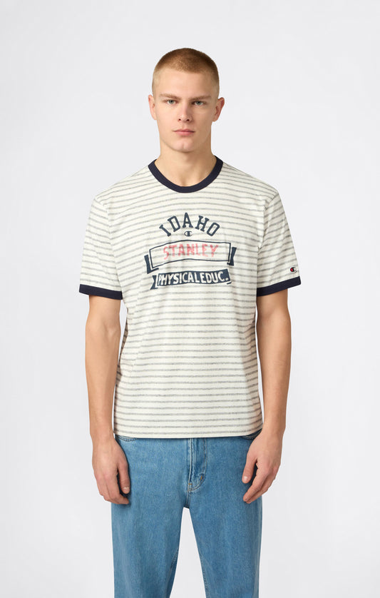 Gestreiftes Ringer-T-Shirt für Herren mit Grafik