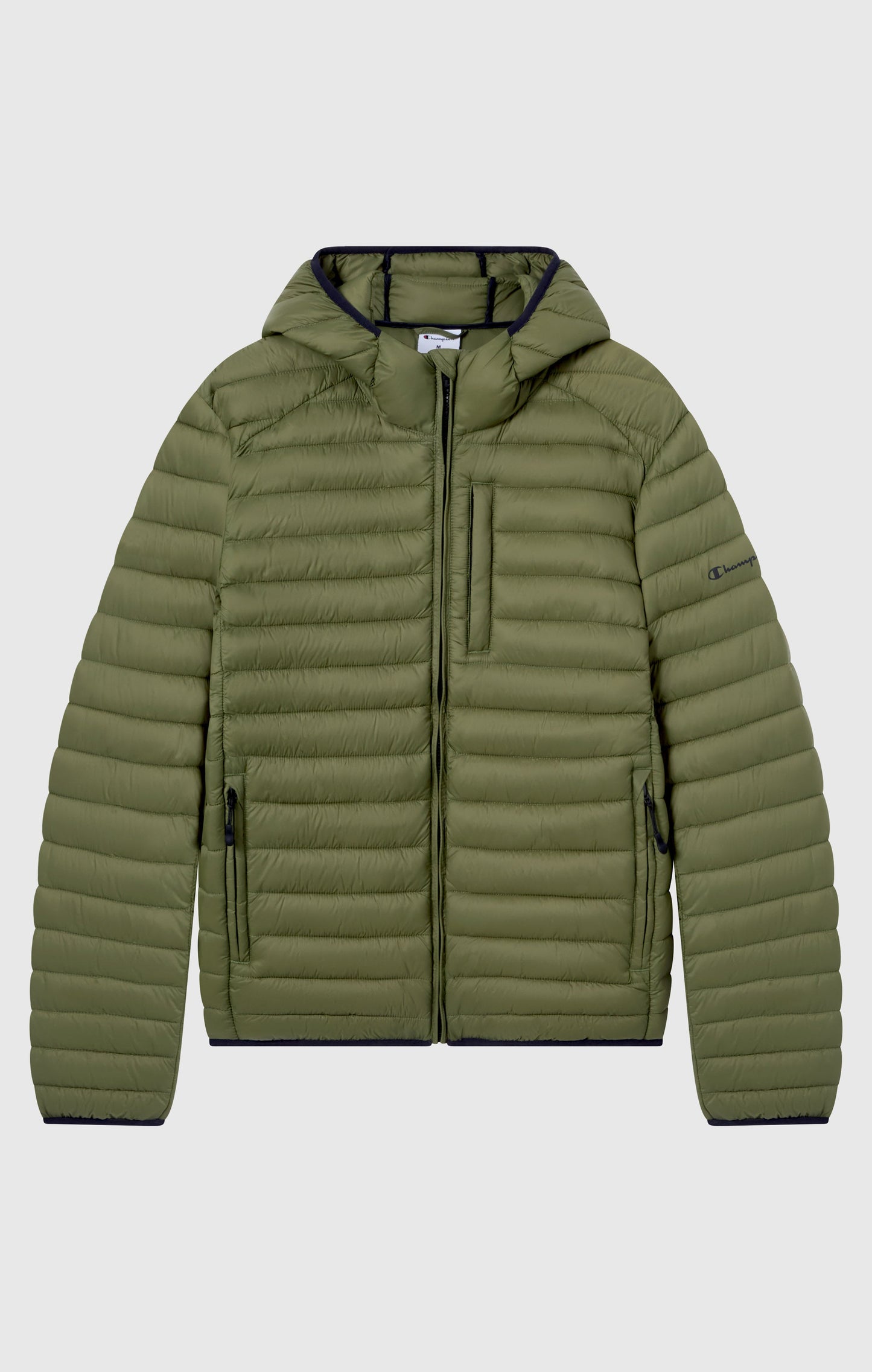 Leichte wattierte Herrenjacke mit Kapuze und durchgehendem Reißverschluss