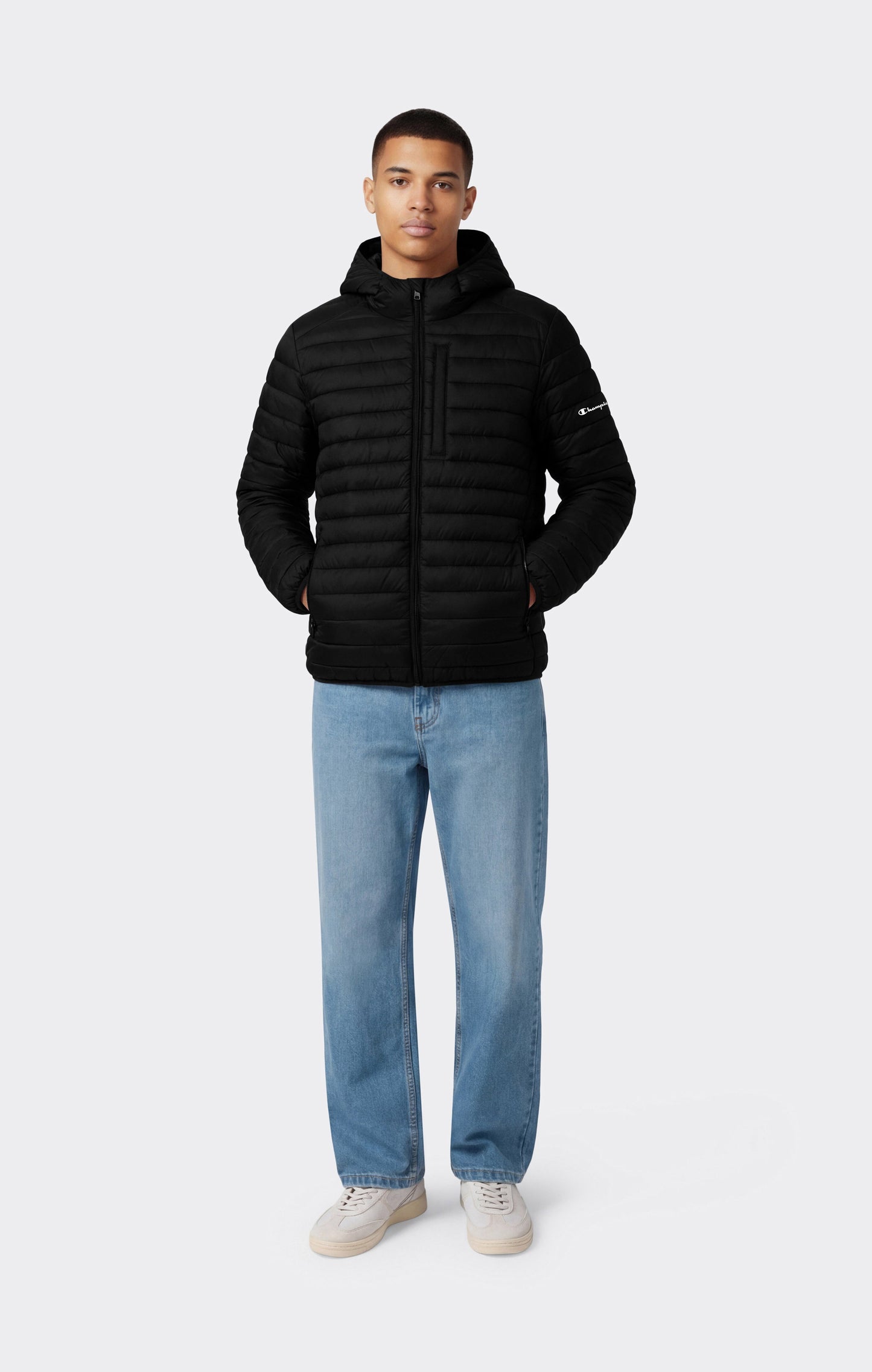 Men's Lightweight Hooded Padded Jacket with Full Zip