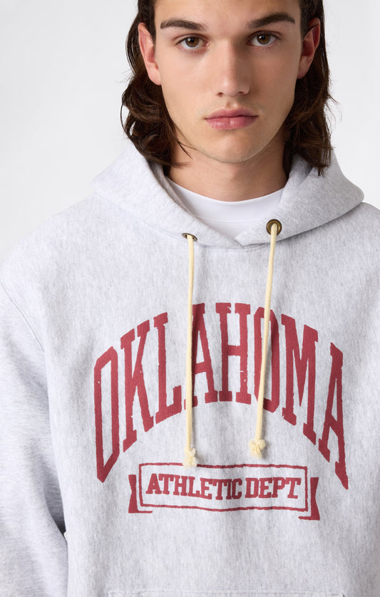 Herren-Kapuzenpullover aus schwerem Material mit angerauter Innenseite und Print Reverse Weave